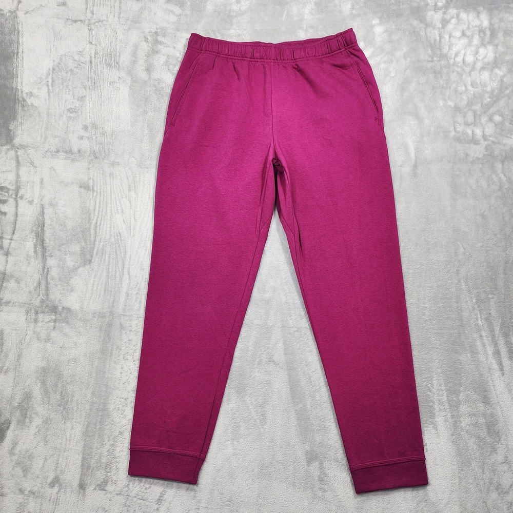 Nike Pants Mens L Pink Therma-FIT‎ Yoga Fleece Jogger Sweatpants Pockets Workout